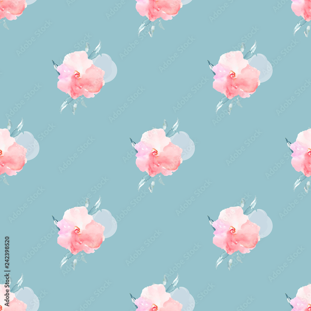 Pink Seamless Floral Pattern, Watercolor Flower Pattern Background