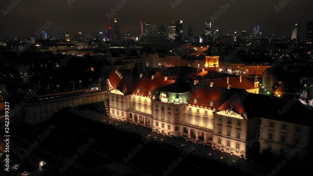View from the height of the royal castle in the old town at night, Warsaw, Poland View from the height of the royal castle in the old town at night, Warsaw, Poland