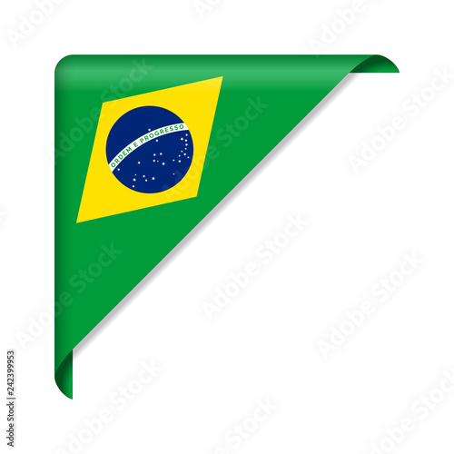 Corner ribbon Brazil flag