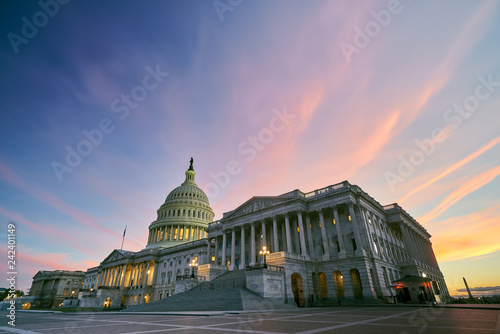 US Capitol Building Colorful Sunset photo