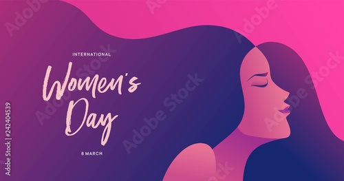 8 march international women's day vector illustration concept, woman head illustration from side view happy women's day, can use for, landing page, template, ui, web, mobile app, poster, banner, flyer