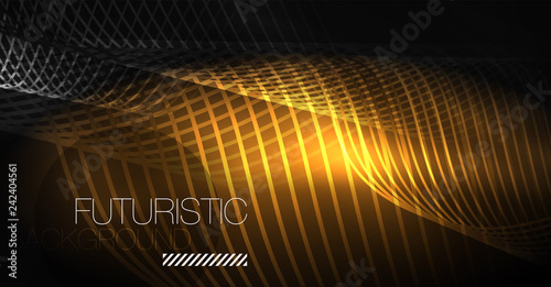 Neon lines wave background. Abstract composition