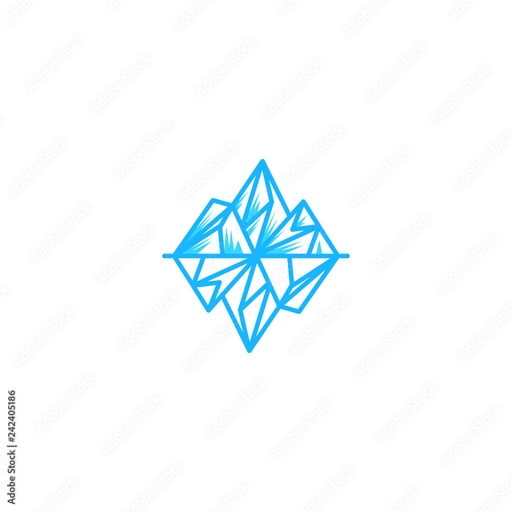 iceberg logo geometric line art vector illustration