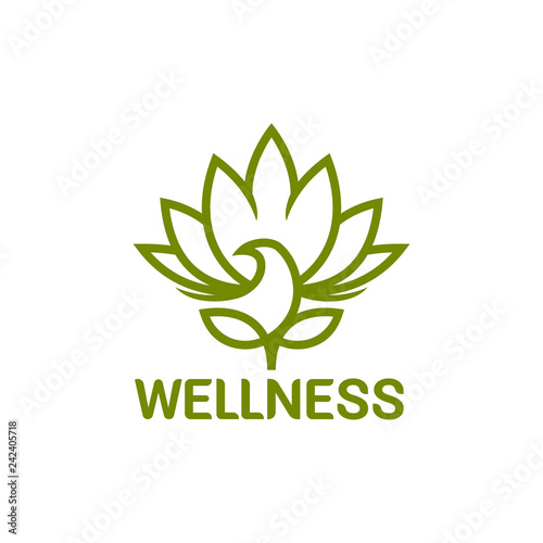 Bird sign and flower outline style icon