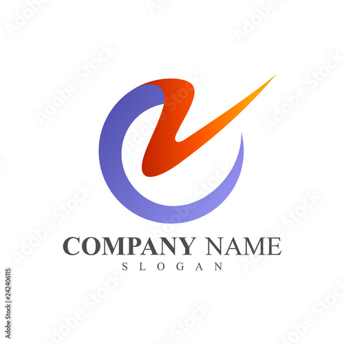 CV logo, VC logo, Letter C and Letter V logo Design