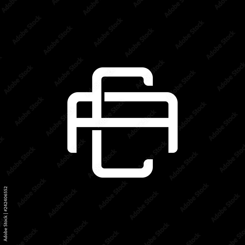 Initial letter A and C, AC, CA, overlapping interlock monogram logo, white color on black background Initial letter A and C, AC, CA, overlapping interlock monogram logo, white color on black background