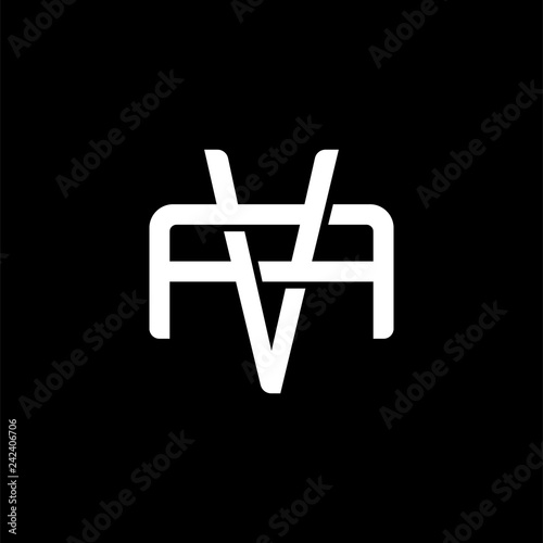 Initial letter A and V, AV, VA, overlapping interlock monogram logo, white color on black background