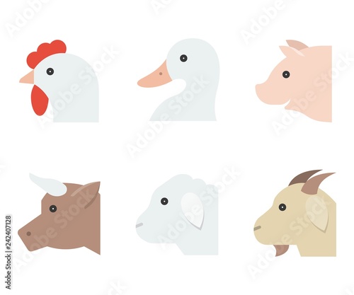 Farm animal vector illustration  flat style icon