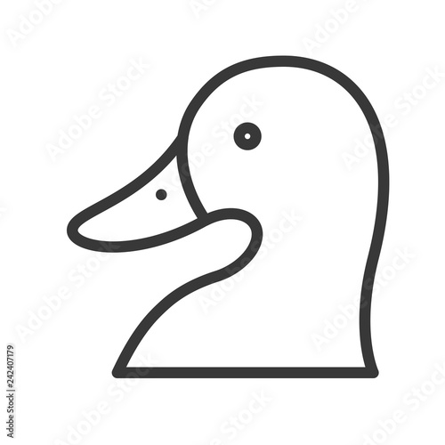 Duck head vector, Farm animal line style editable stroke icon