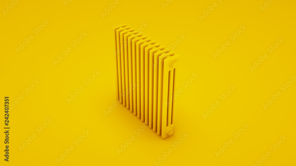 Yellow Steel tubular radiator. 3D illustration Yellow Steel tubular radiator. 3D illustration