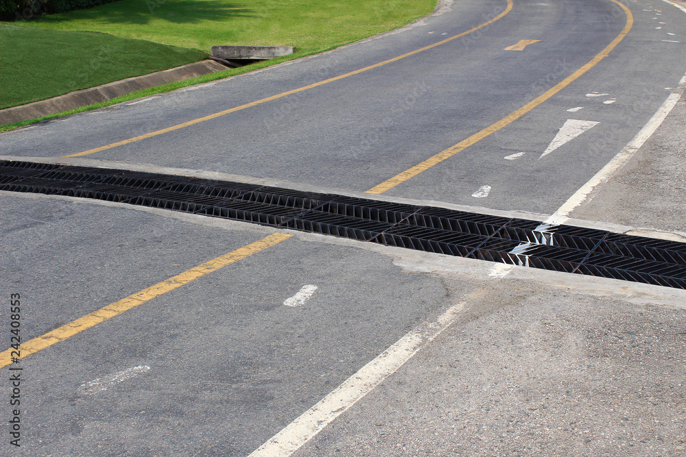 The road with a sewer cut through. The road with a sewer cut through.