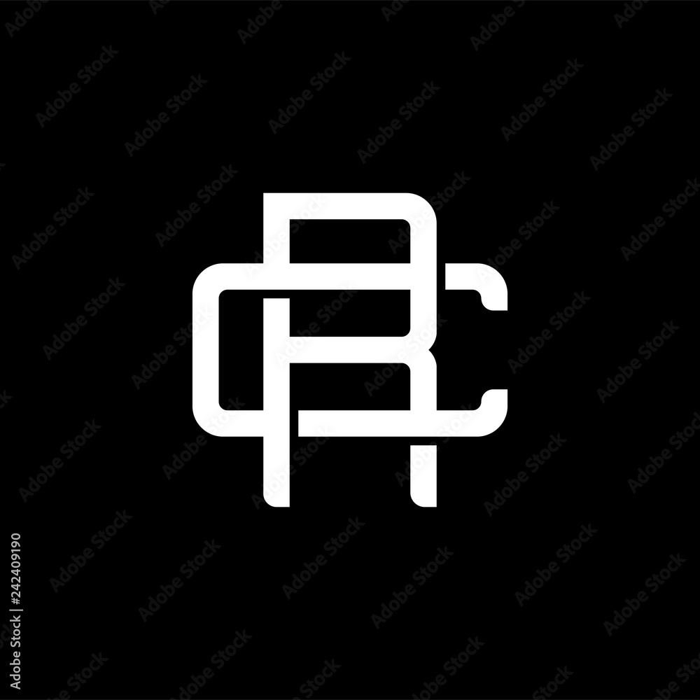 Initial letter C and R, CR, RC, overlapping interlock monogram logo, white color on black background Initial letter C and R, CR, RC, overlapping interlock monogram logo, white color on black background