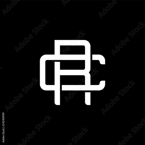 Initial letter C and R, CR, RC, overlapping interlock monogram logo, white color on black background