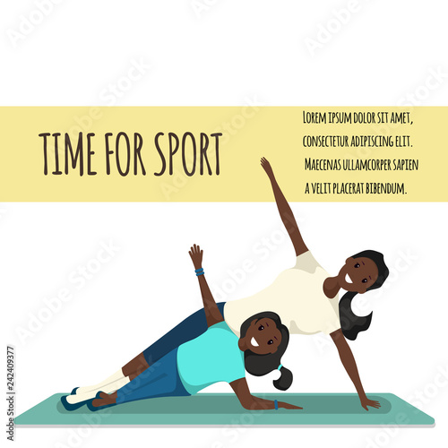 Afro American Woman and Child Doing Sport Training