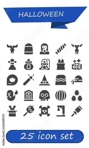 Vector icons pack of 25 filled halloween icons