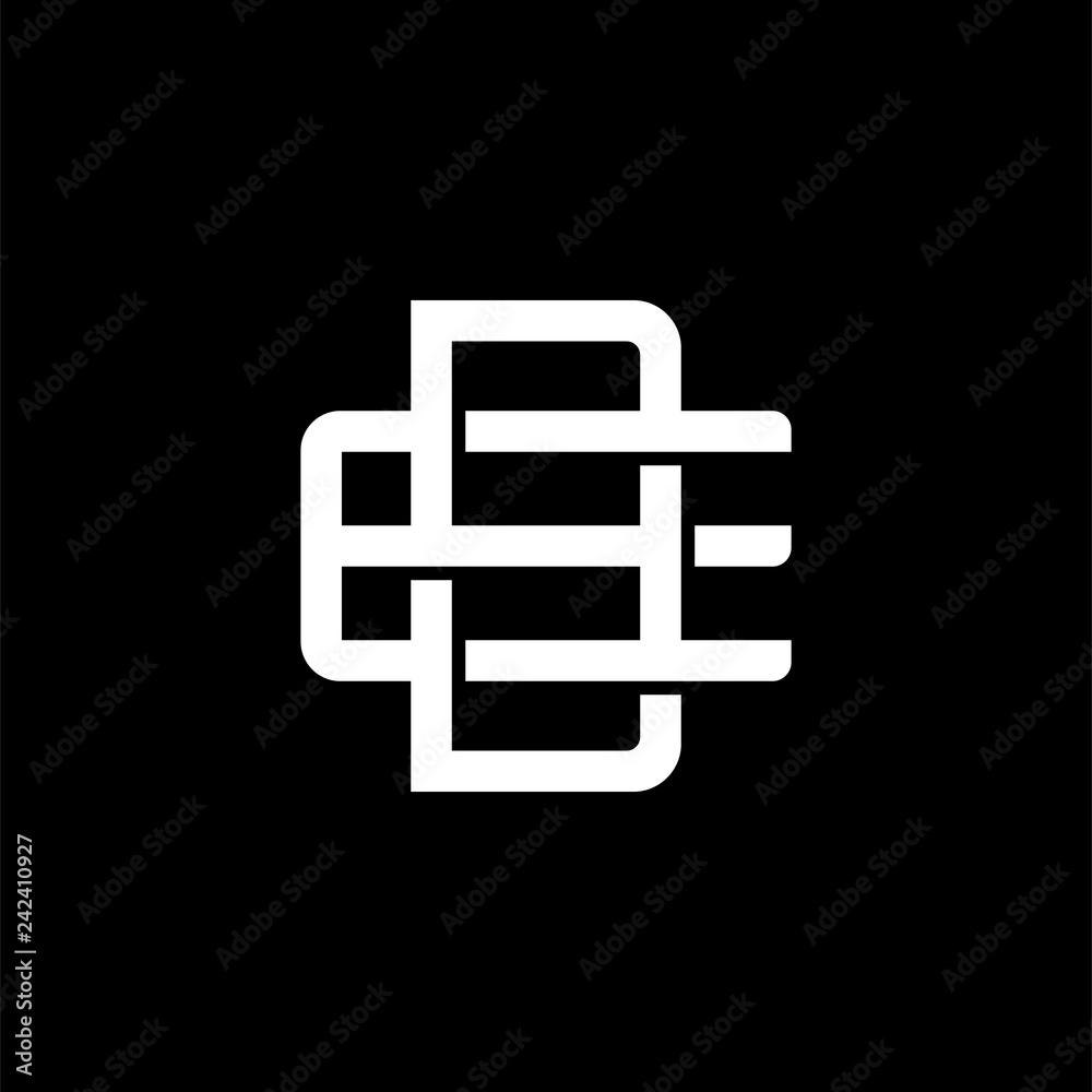 Initial letter E and D, ED, DE, overlapping interlock monogram logo, white color on black background Initial letter E and D, ED, DE, overlapping interlock monogram logo, white color on black background