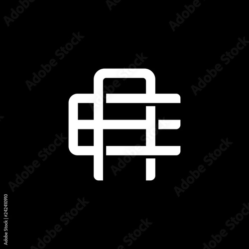 Initial letter E and A, EA, AE, overlapping interlock monogram logo, white color on black background