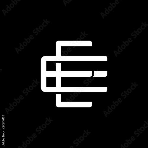 Initial letter E and E  EE  overlapping interlock monogram logo  white color on black background