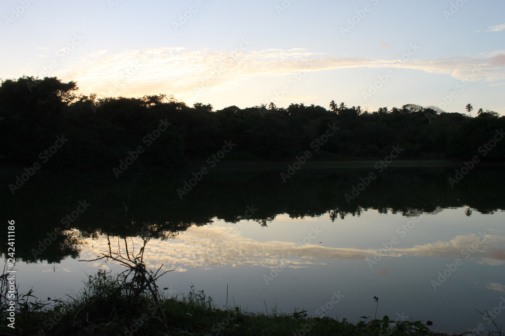 reflection in sunset lake