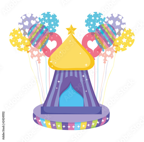 circus big top with balloons decoration