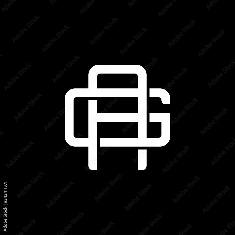 Initial letter G and A, GA, AG, overlapping interlock monogram logo, white  color on black background Stock Vector | Adobe Stock