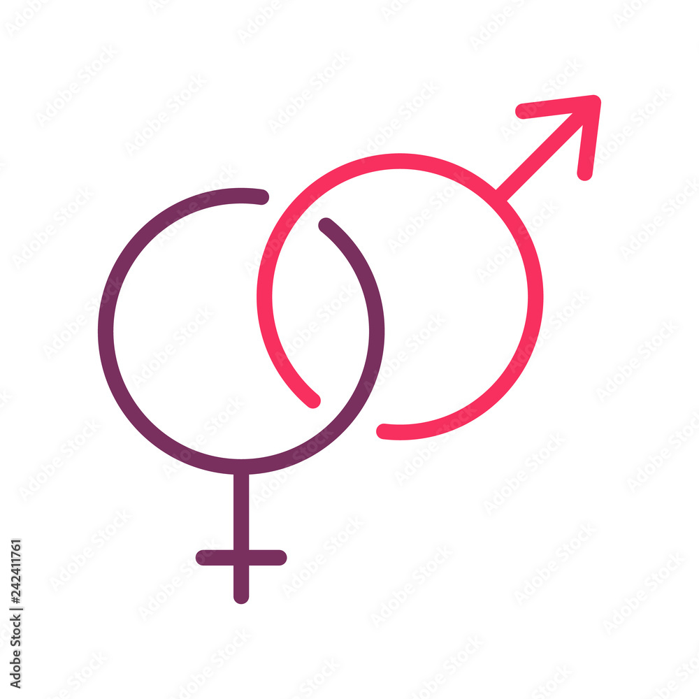 Gender symbol icons for male and female. Vector thin line illustration for love, sexuality, romance Gender symbol icons for male and female. Vector thin line illustration for love, sexuality, romance