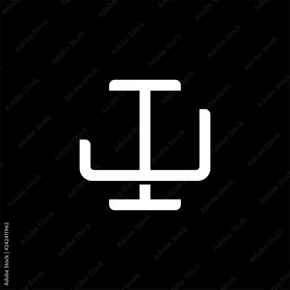 Initial letter J and I, JI, IJ, overlapping interlock monogram logo, white color on black background Initial letter J and I, JI, IJ, overlapping interlock monogram logo, white color on black background