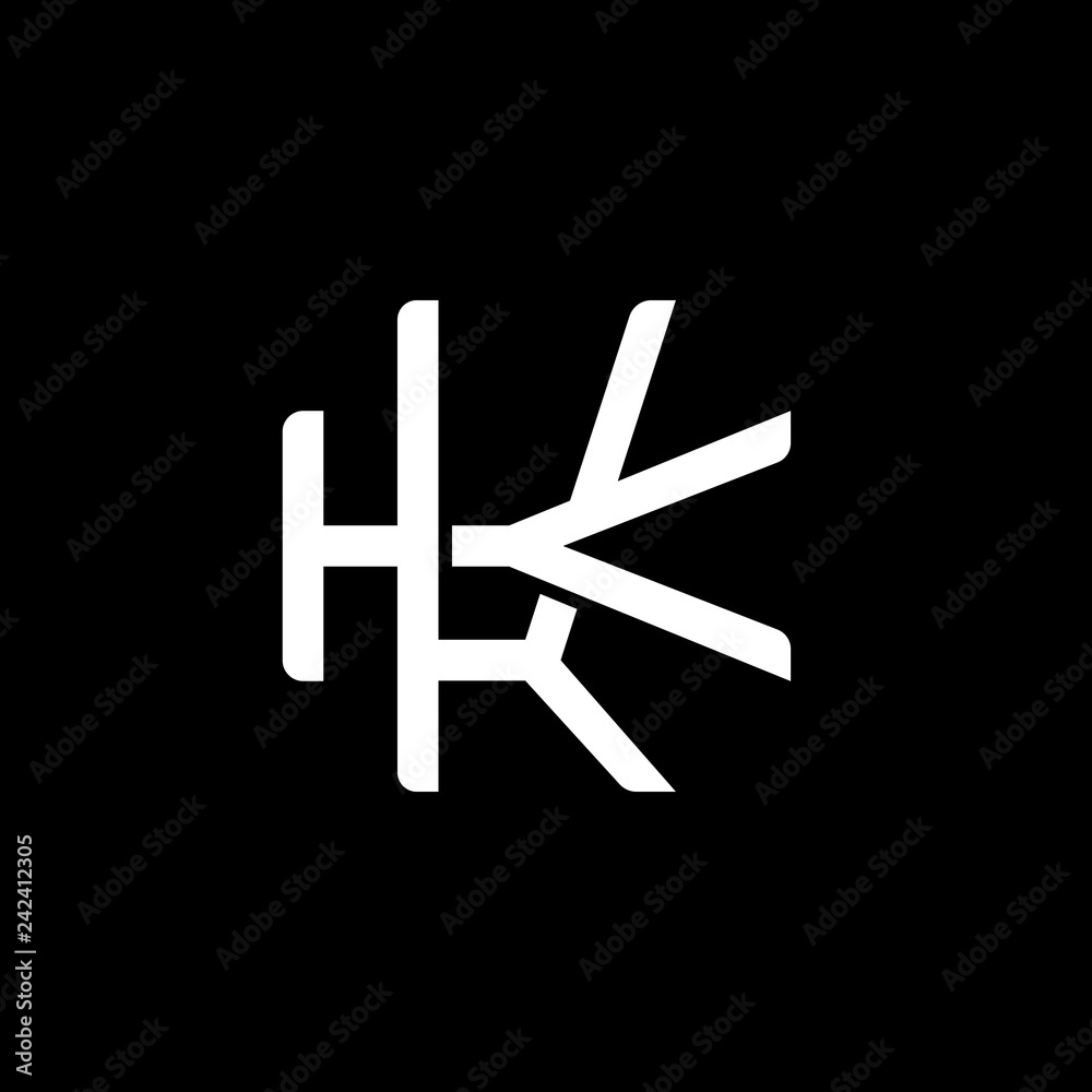 Initial letter K and K, KK, overlapping interlock monogram logo, white color on black background Initial letter K and K, KK, overlapping interlock monogram logo, white color on black background