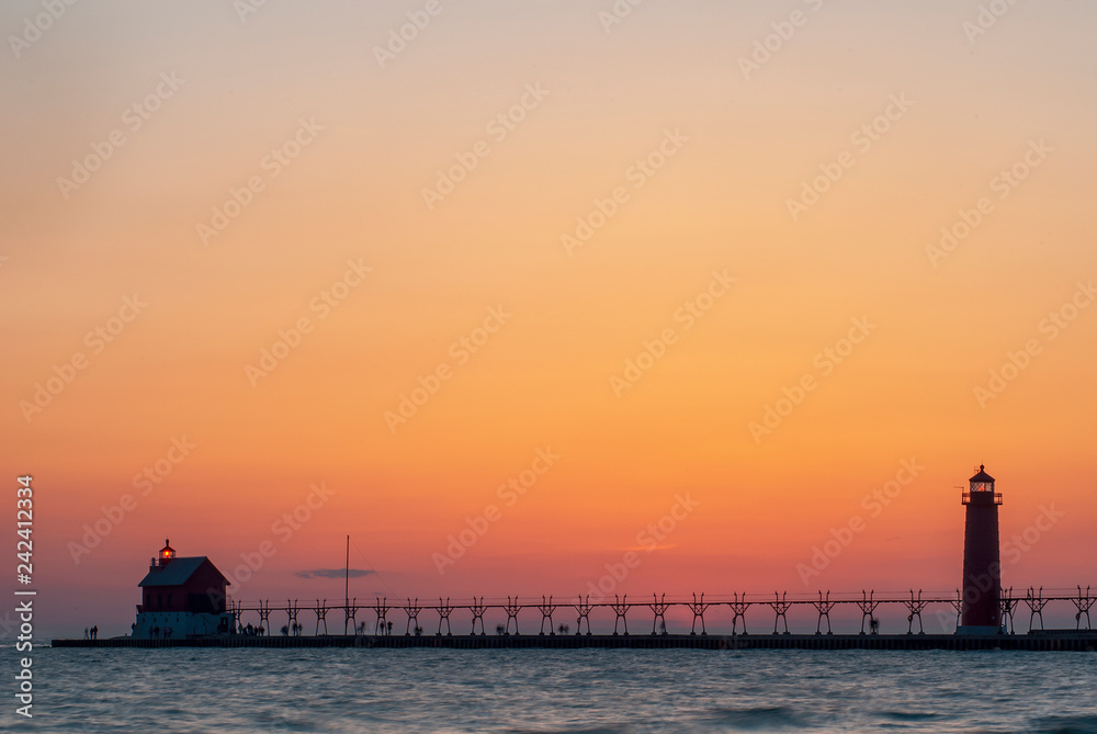 506-67 Grand Haven Pier Lights Sunset
