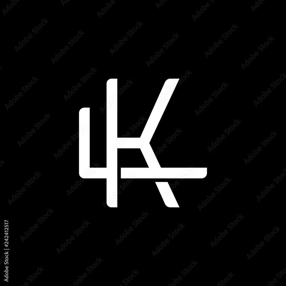Initial letter L and K, LK, KL, overlapping interlock monogram logo, white color on black background Initial letter L and K, LK, KL, overlapping interlock monogram logo, white color on black background