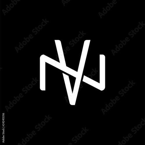 Initial letter N and V, NV, VN, overlapping interlock monogram logo, white color on black background photo