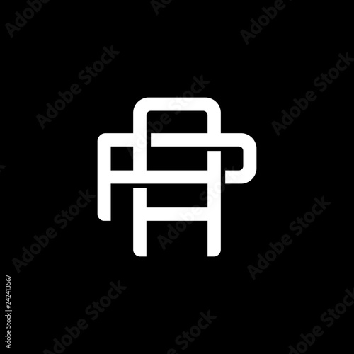 Initial letter P and A, PA, AP, overlapping interlock monogram logo, white color on black background