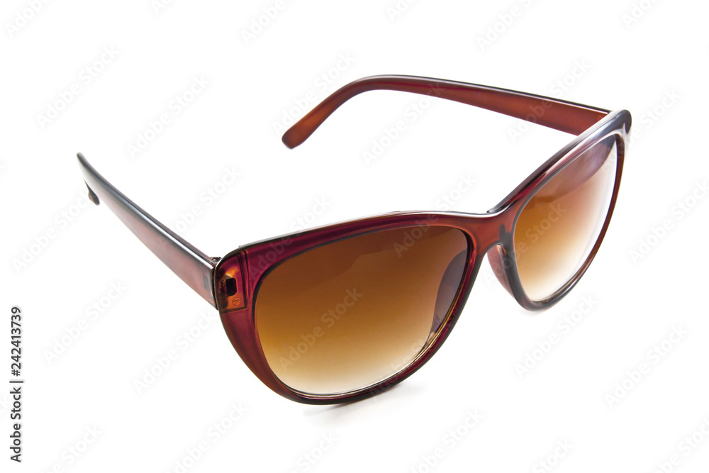 Brown sunglasses on white background Brown sunglasses on white background