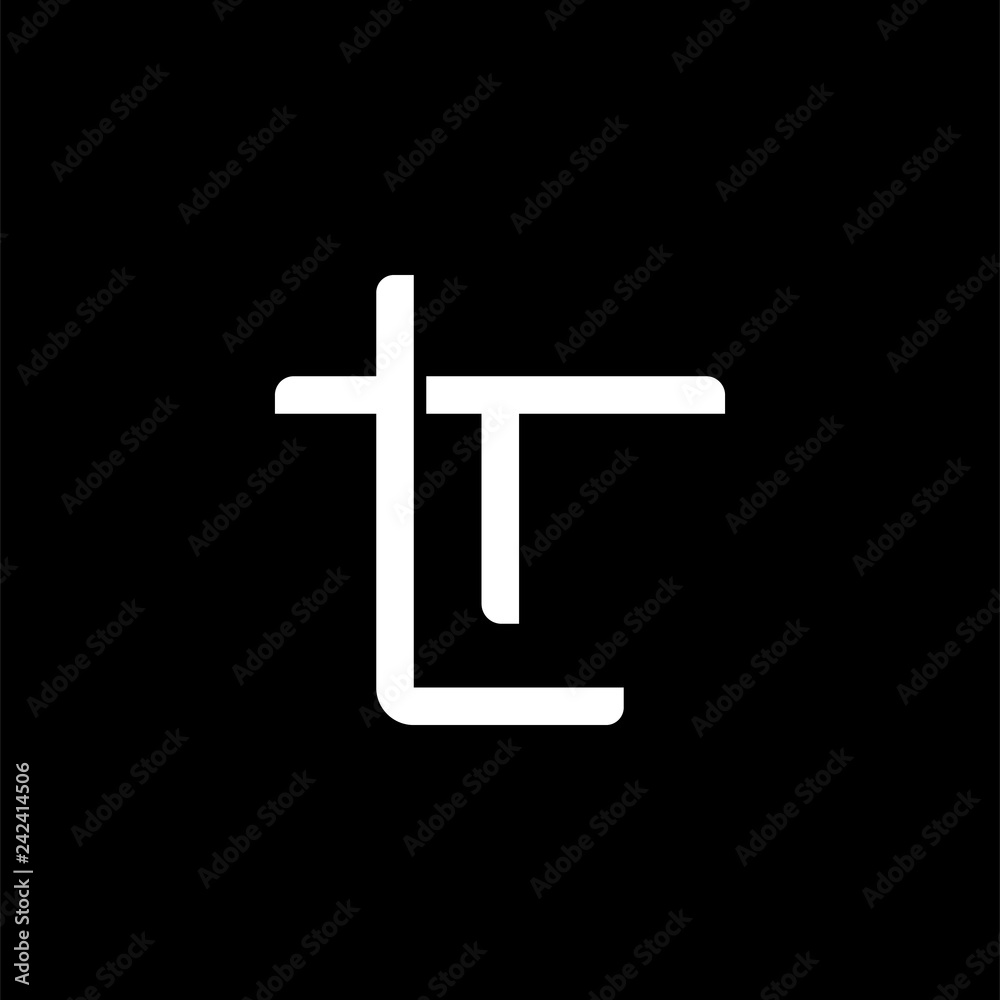 Obraz premium Initial letter T and L, TL, LT, overlapping interlock monogram logo, white color on black background