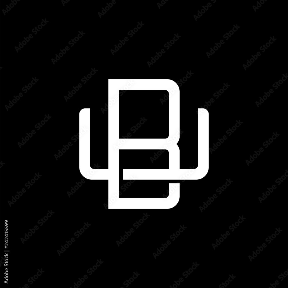 Initial letter U and B, UB, BU, overlapping interlock monogram logo, white color on black background Initial letter U and B, UB, BU, overlapping interlock monogram logo, white color on black background