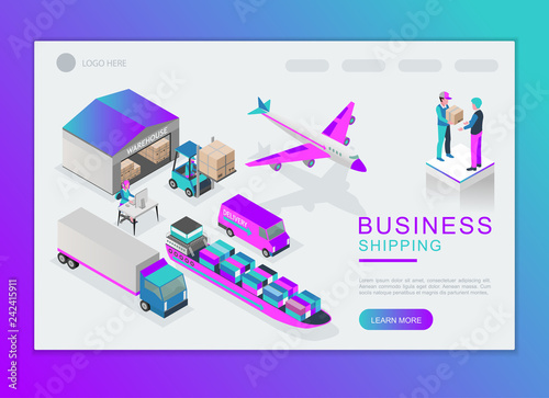 shipping service vector design. For landing page and background template.
