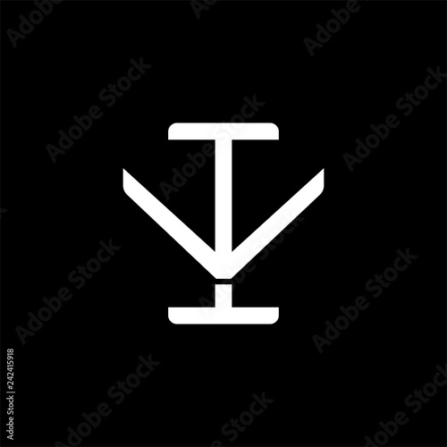Initial letter V and I, VI, IV, overlapping interlock monogram logo, white color on black background