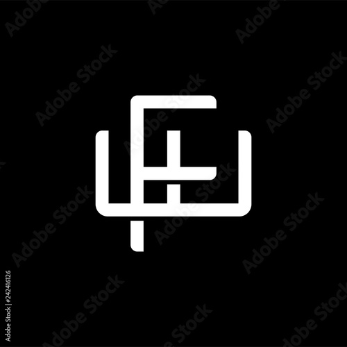 Initial letter W and F, WF, FW, overlapping interlock monogram logo, white color on black background