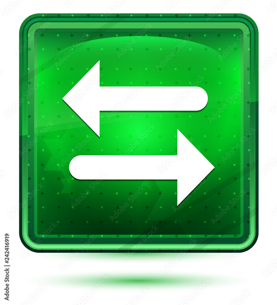 Transfer arrow icon neon light green square button Transfer arrow icon neon light green square button