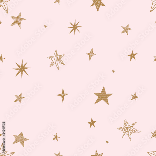 Cute gold stars. Seamless vector pattern. Seamless pattern can be used for wallpaper, pattern fills, web page background, surface textures.