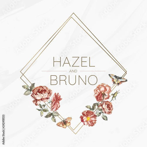 Floral wedding invitation mockup vector photo