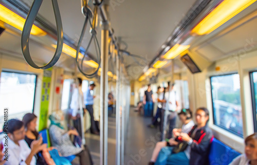 Blurry image of a passenger Subway train