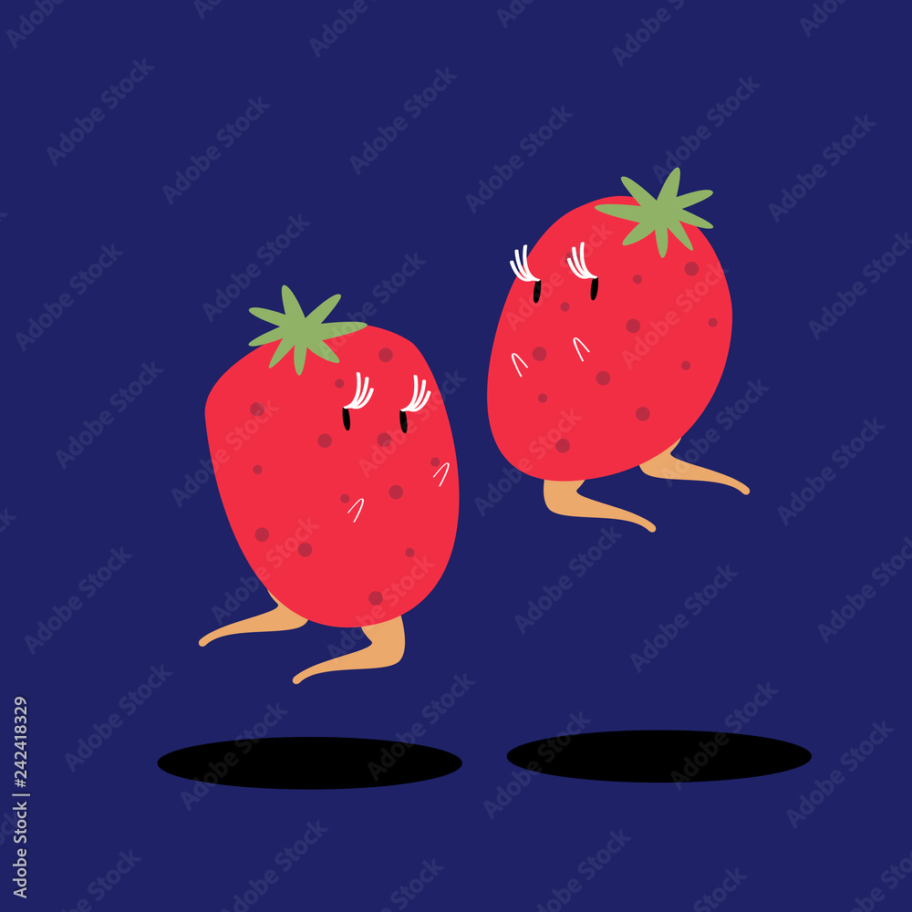 Fresh strawberry cartoon character vector Fresh strawberry cartoon character vector