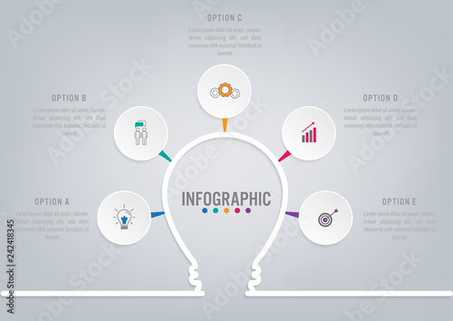Business infographic template with bulb shape