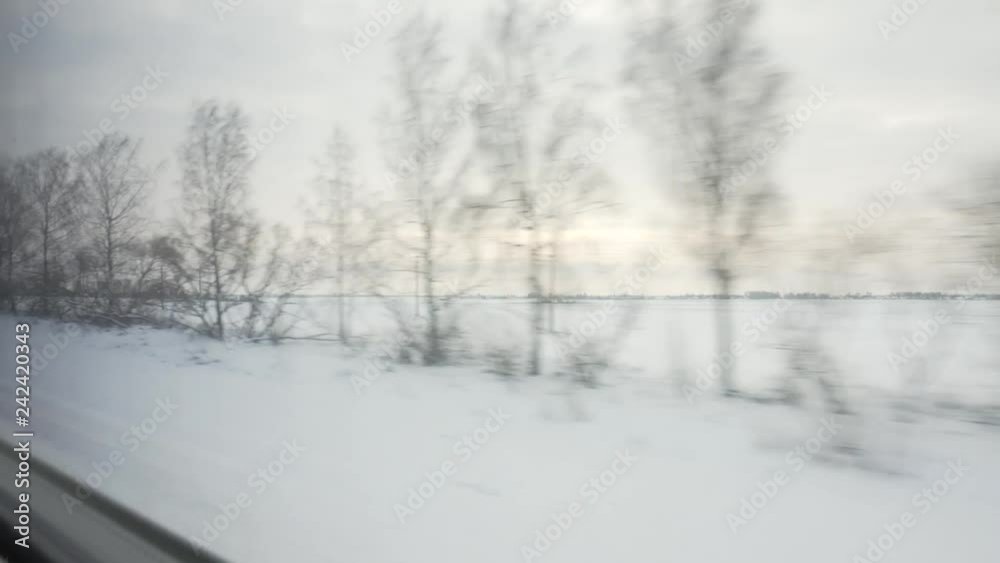 Winter view from train window. Belarus, Minsk - Gomel train Winter view from train window. Belarus, Minsk - Gomel train