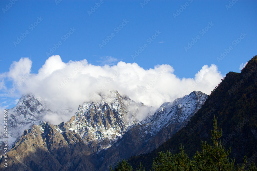 mountains, rocks, clouds, autumn, North Ossetia