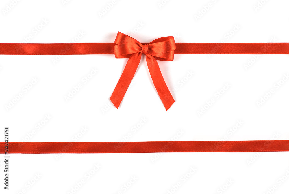 Shiny red silk ribbon on white background. Shiny red silk ribbon on white background.