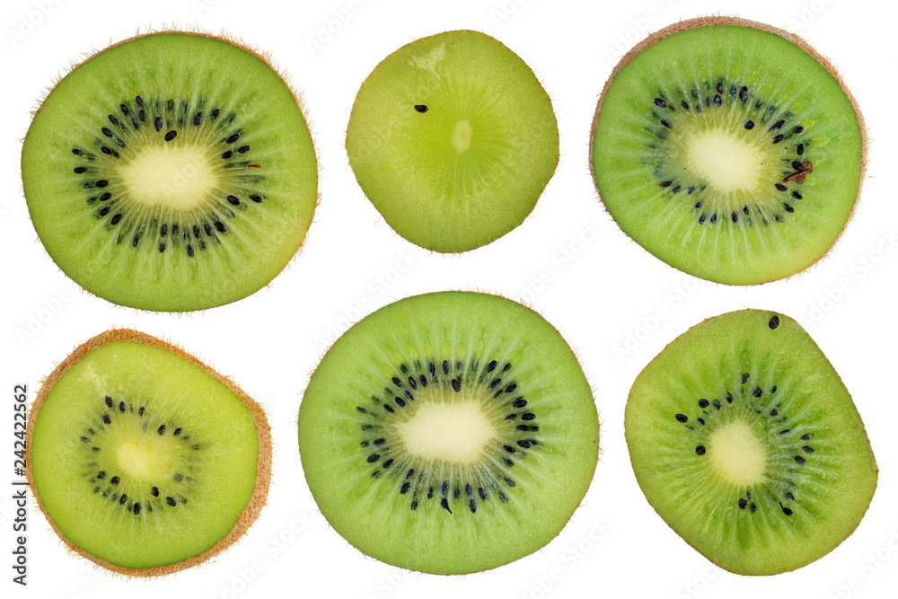 Kiwi fruit cross section slices set isolated Kiwi fruit cross section slices set isolated