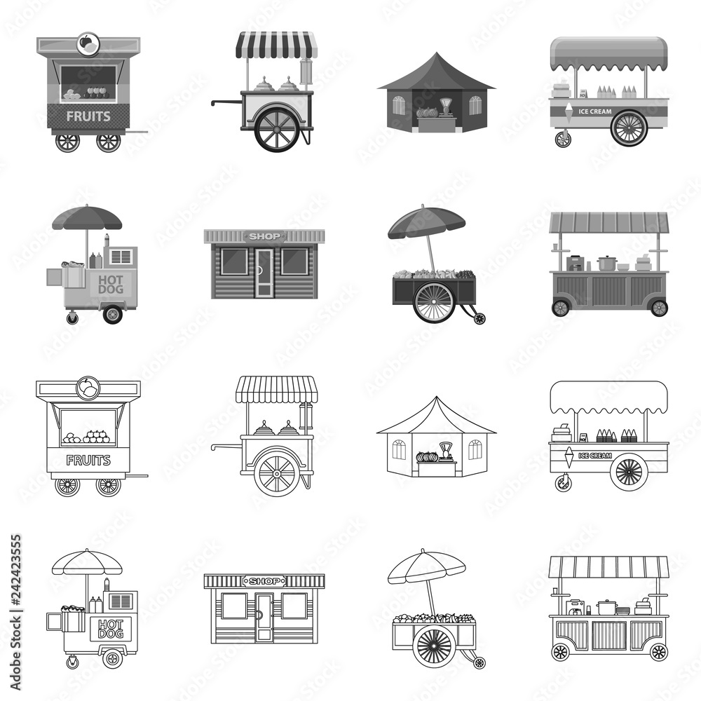 Vector illustration of market and exterior icon. Collection of market and food stock vector illustration.