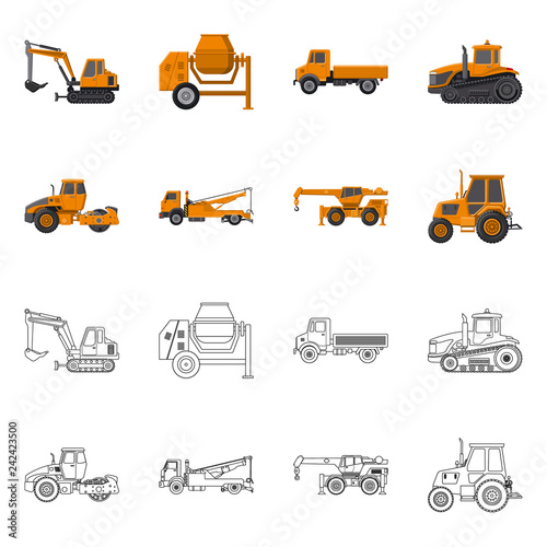 Vector illustration of build and construction icon. Set of build and machinery vector icon for stock.